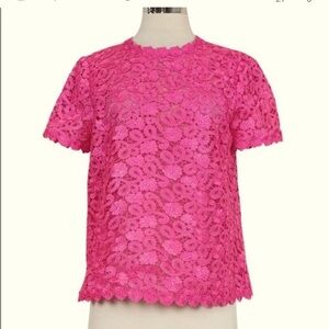 Kate spade fuchsia pink crochet lace short sleeve top sz 6